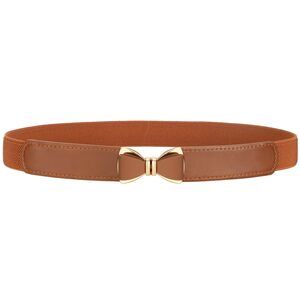 Womens Skinny Elastic Brown Belt Stretchy Bow Belt For Women Dresses 5863